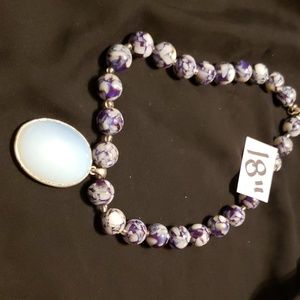 Large glass beads Purple and Mother of Pearl look